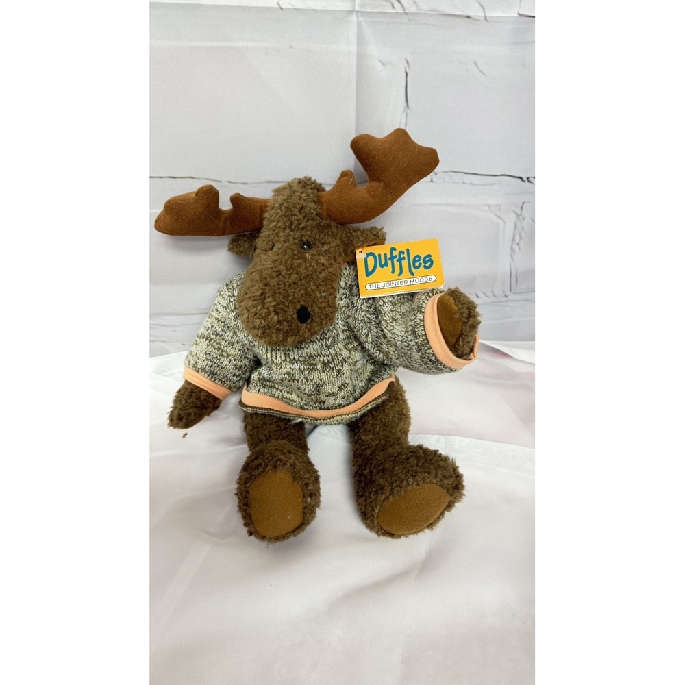Vintage Mary Meyer Brown Moose Plush Stuffed Animal w/ sweater 15"